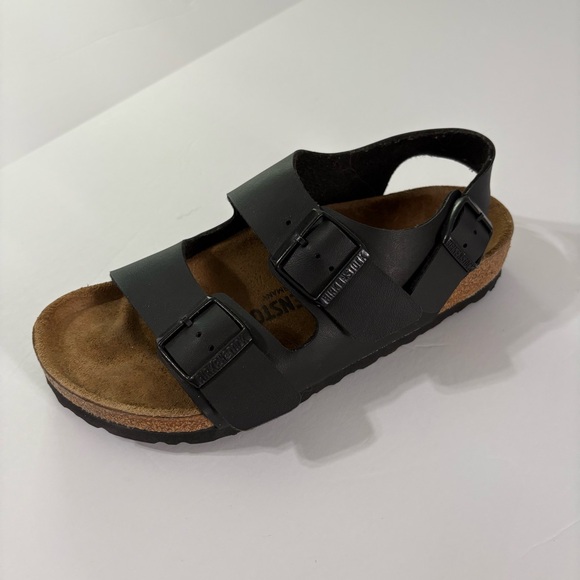 SINGLE Left Birkenstock Leather Sandal Women's 37 / 7 Milano Black REPLACEMENT - Picture 1 of 7